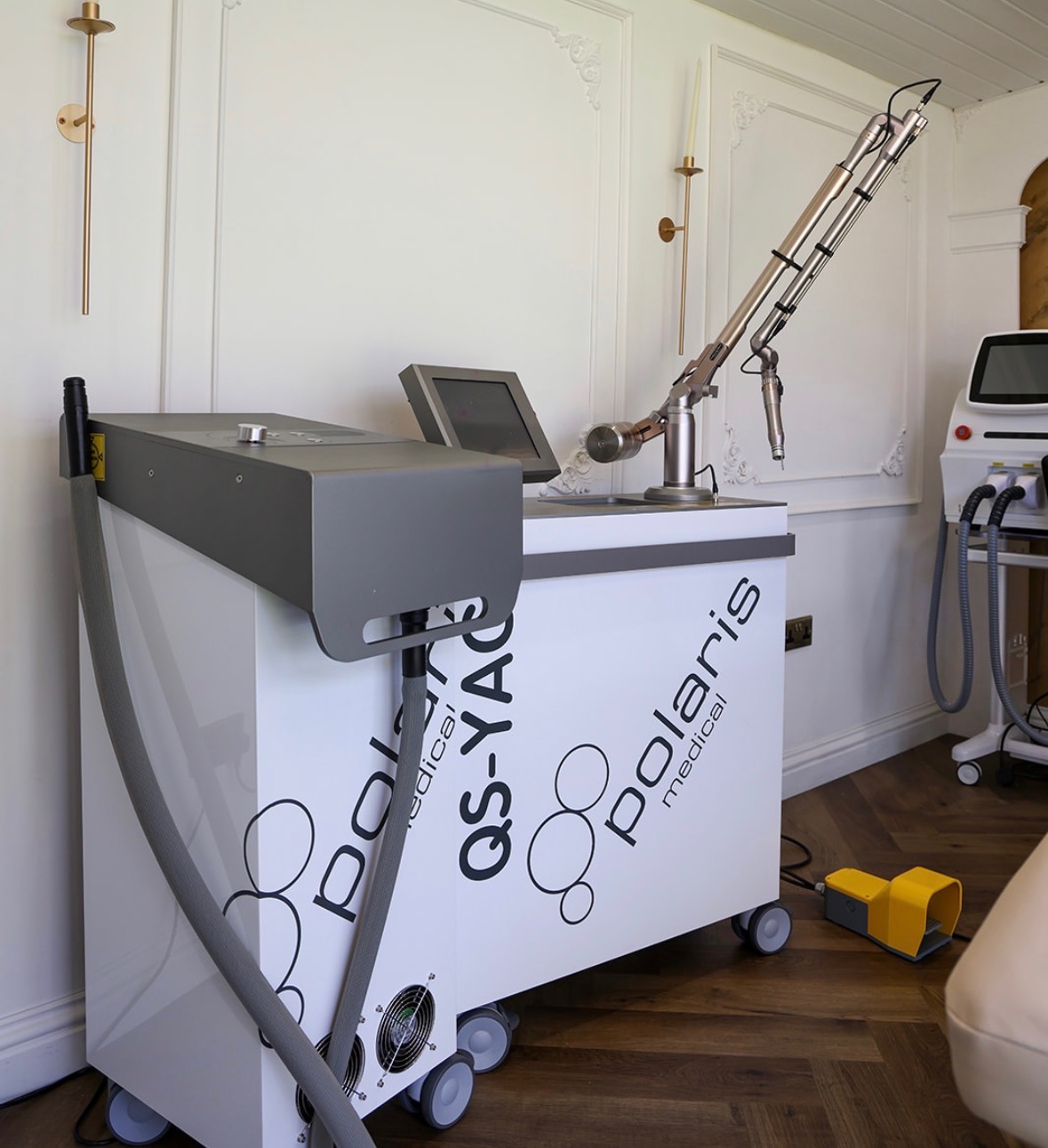 Close-up of the Polaris QS-YAG tattoo removal laser at The Skinician, Preston